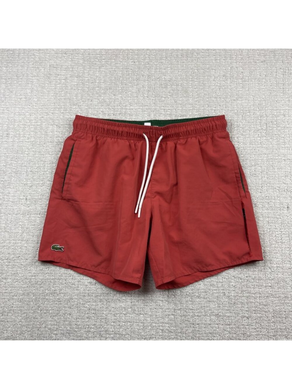 Lacoste Pink / Green Lightweight Swim Shorts Men Sz M Preppy Beach *Defect Read*